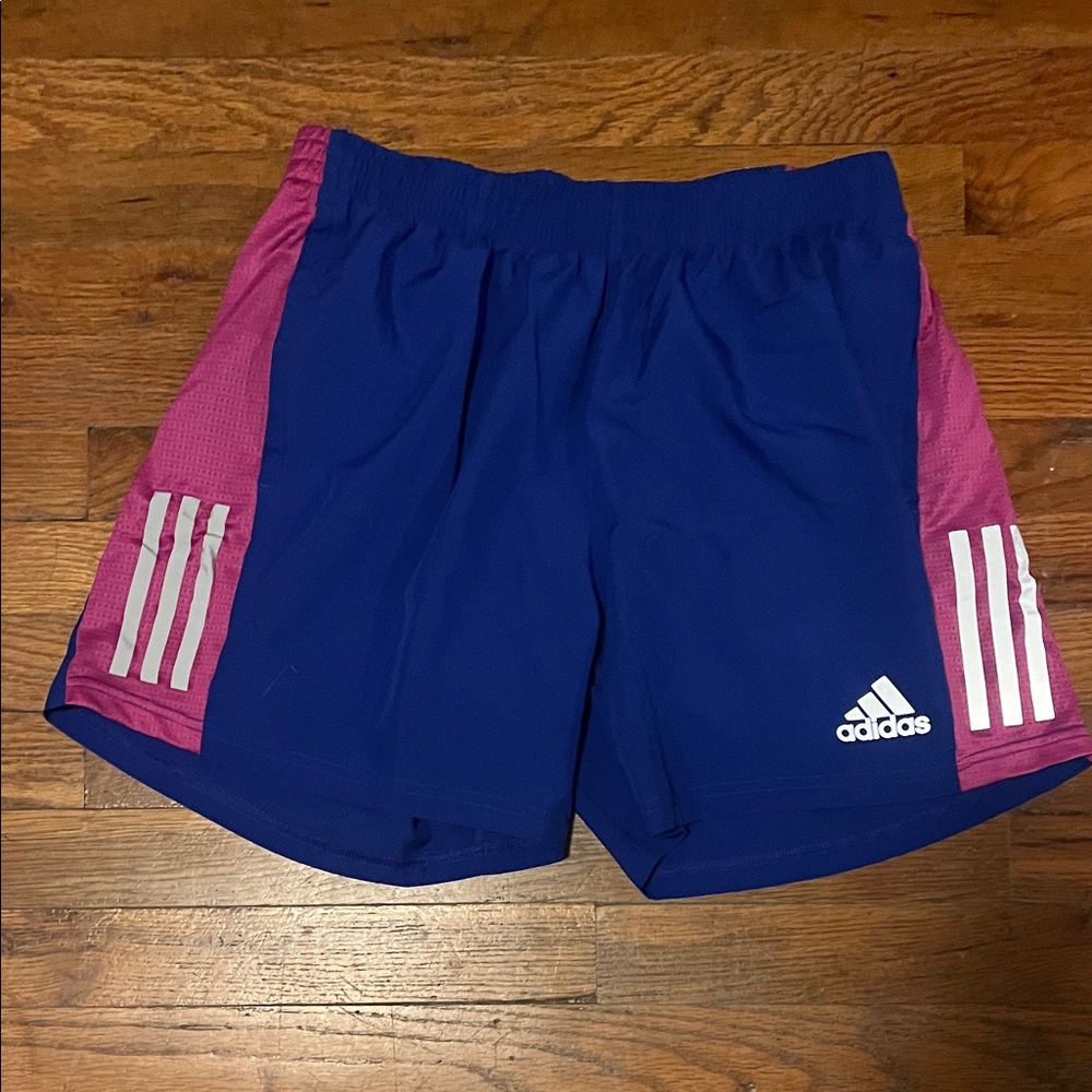 Adidas Mens Blue and Pink 5 inch Running Shorts